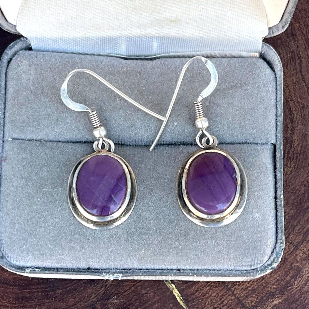 925 Sugilite Earrings Purple Gemstone Southwestern Jewelry